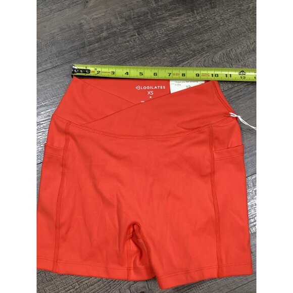 Blogilates Womens Scrunch Bike Short Spicy  Orange Crisscross Workout Size XS - Picture 4 of 7